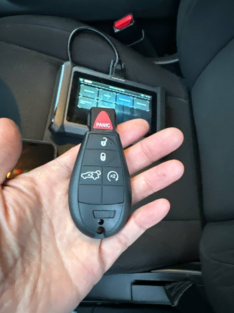 Car key fob programming with professional diagnostic equipment